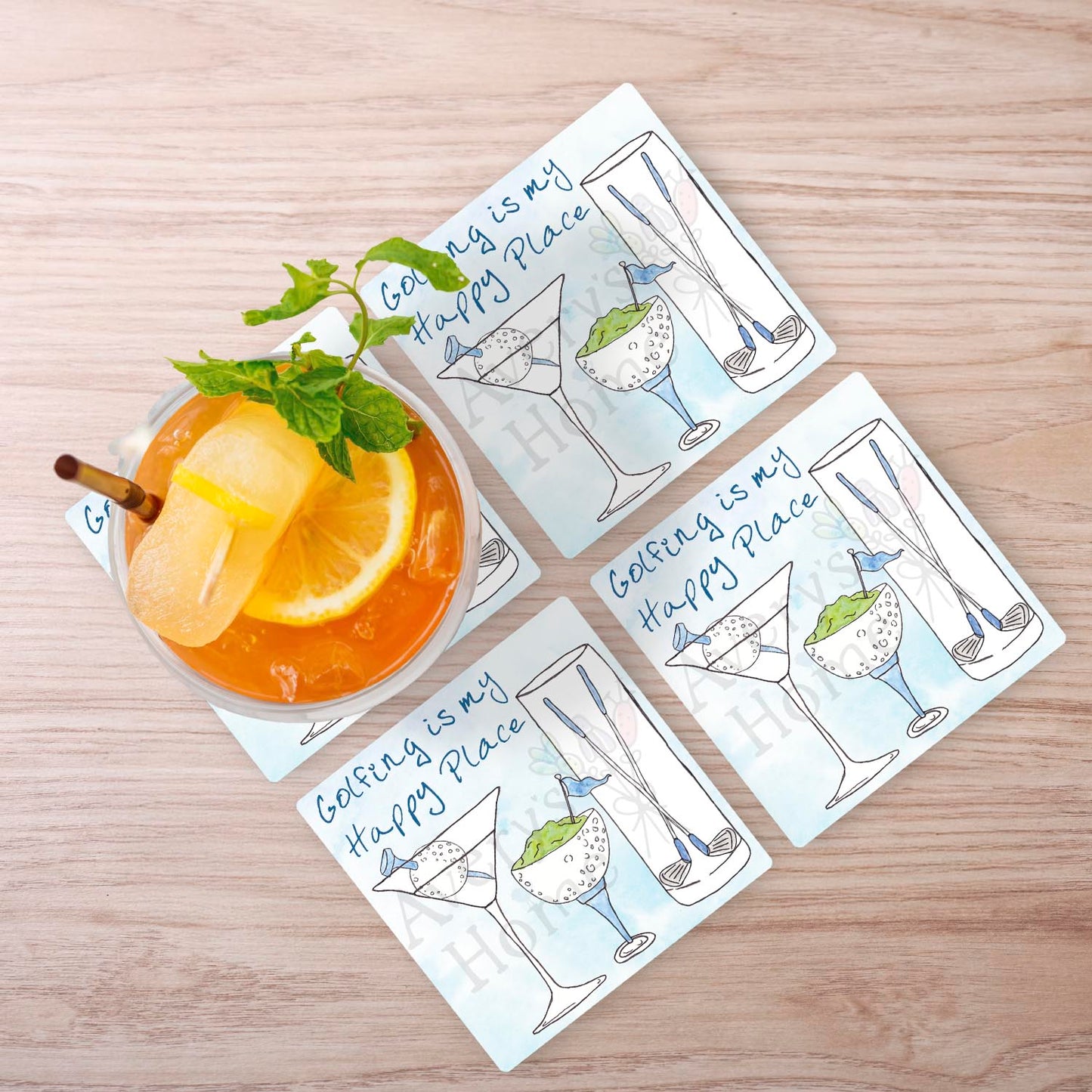Golfing Is My Happy Place Stone Coaster