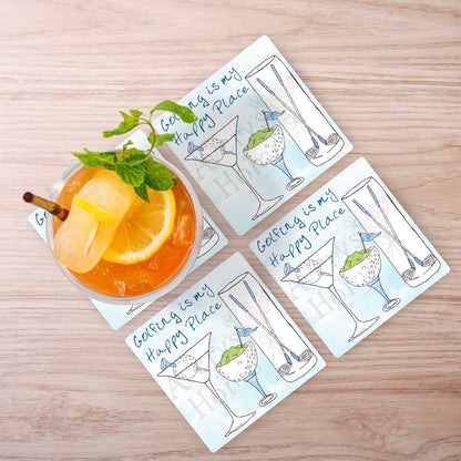 Golfing Is My Happy Place Stone Coaster