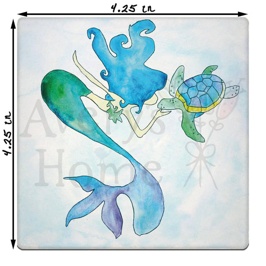 Mermaid & Turtle Stone Coaster