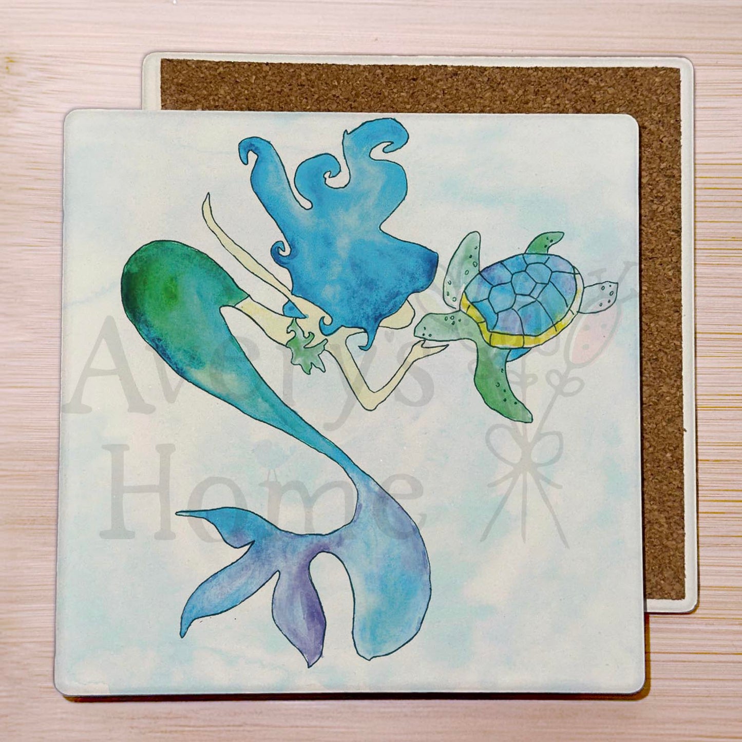 Mermaid & Turtle Stone Coaster
