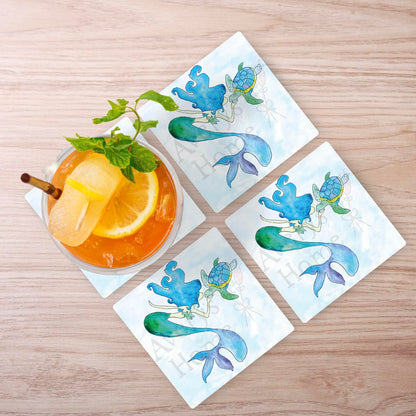 Mermaid & Turtle Stone Coaster