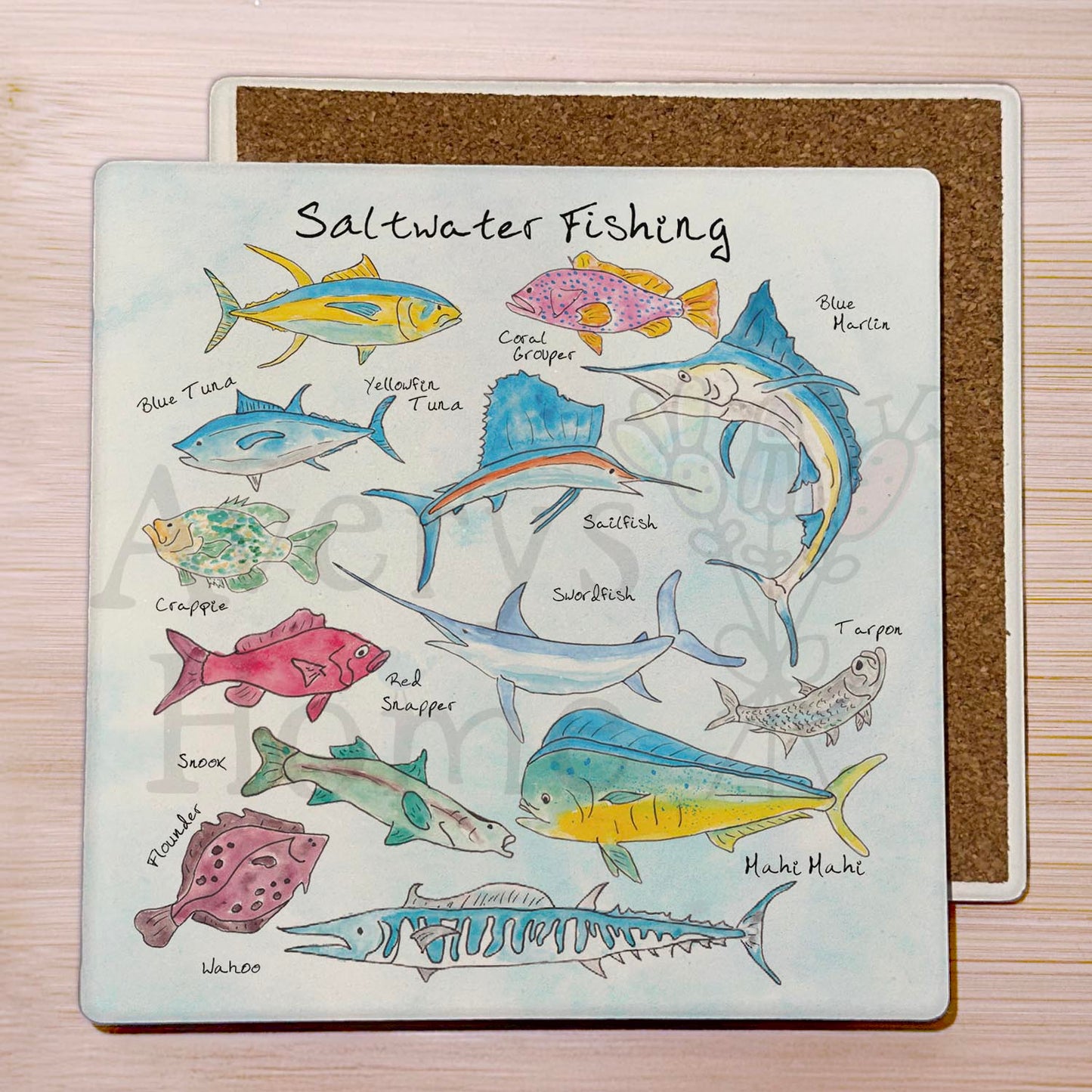 Saltwater Fishing Stone Coaster
