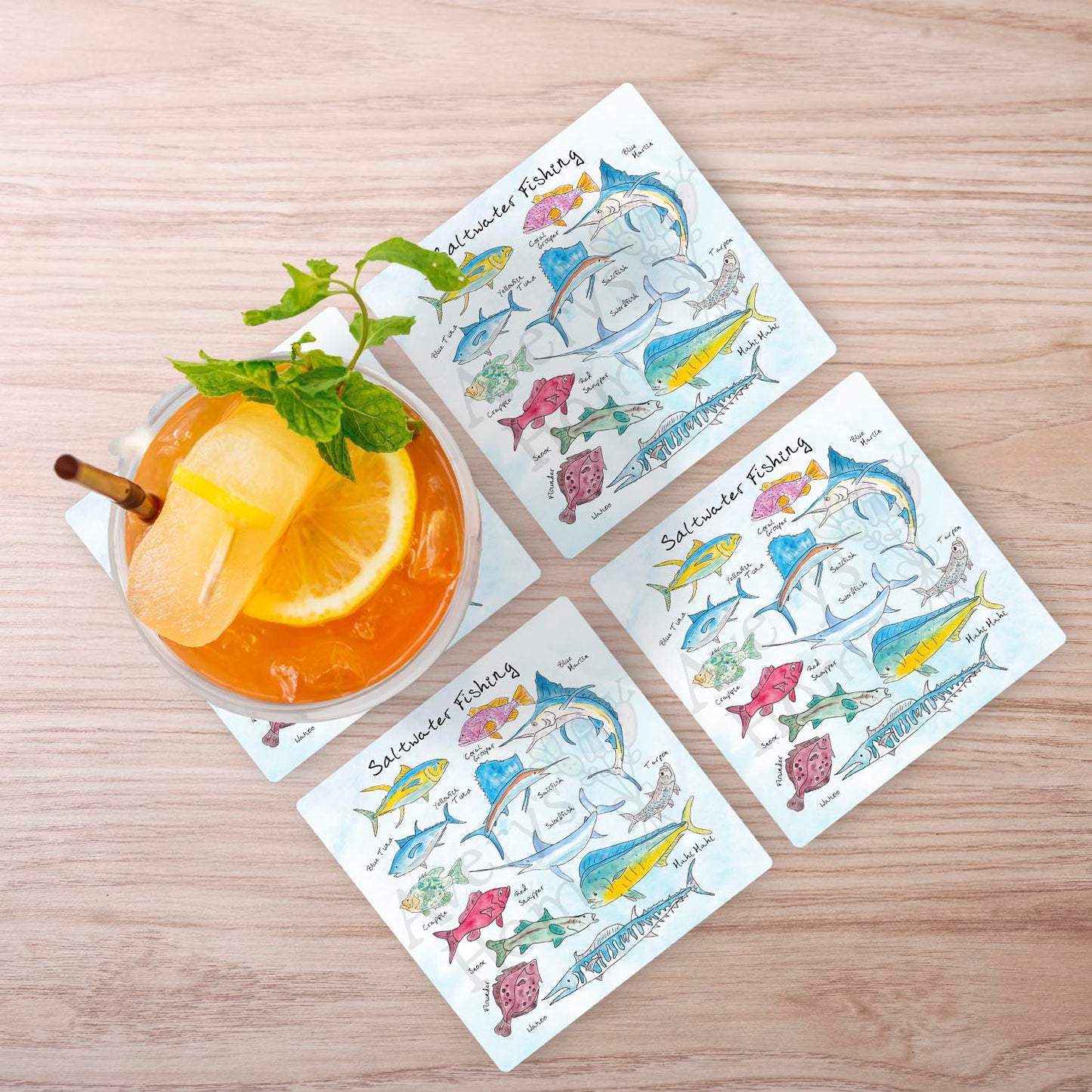 Saltwater Fishing Stone Coaster