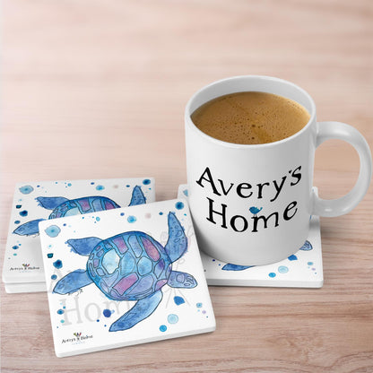 Blue Sea Turtle Stone Coaster