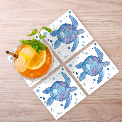 Blue Sea Turtle Stone Coaster