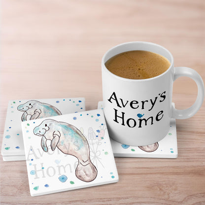 Manatee Mom & Baby Stone Coaster