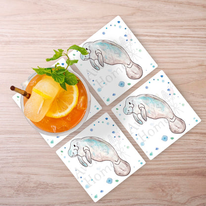 Manatee Mom & Baby Stone Coaster