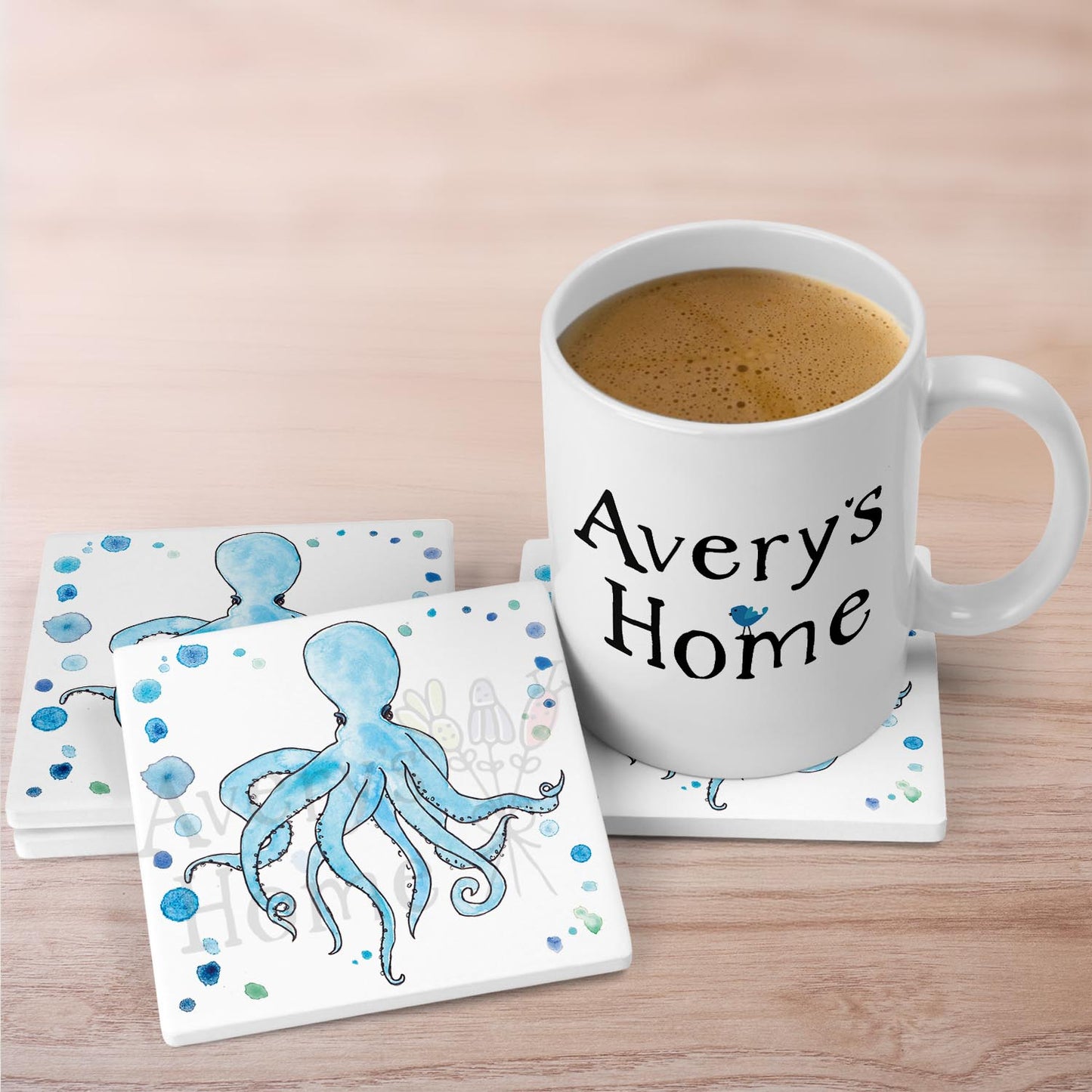 Blue Octopus Stone Coaster