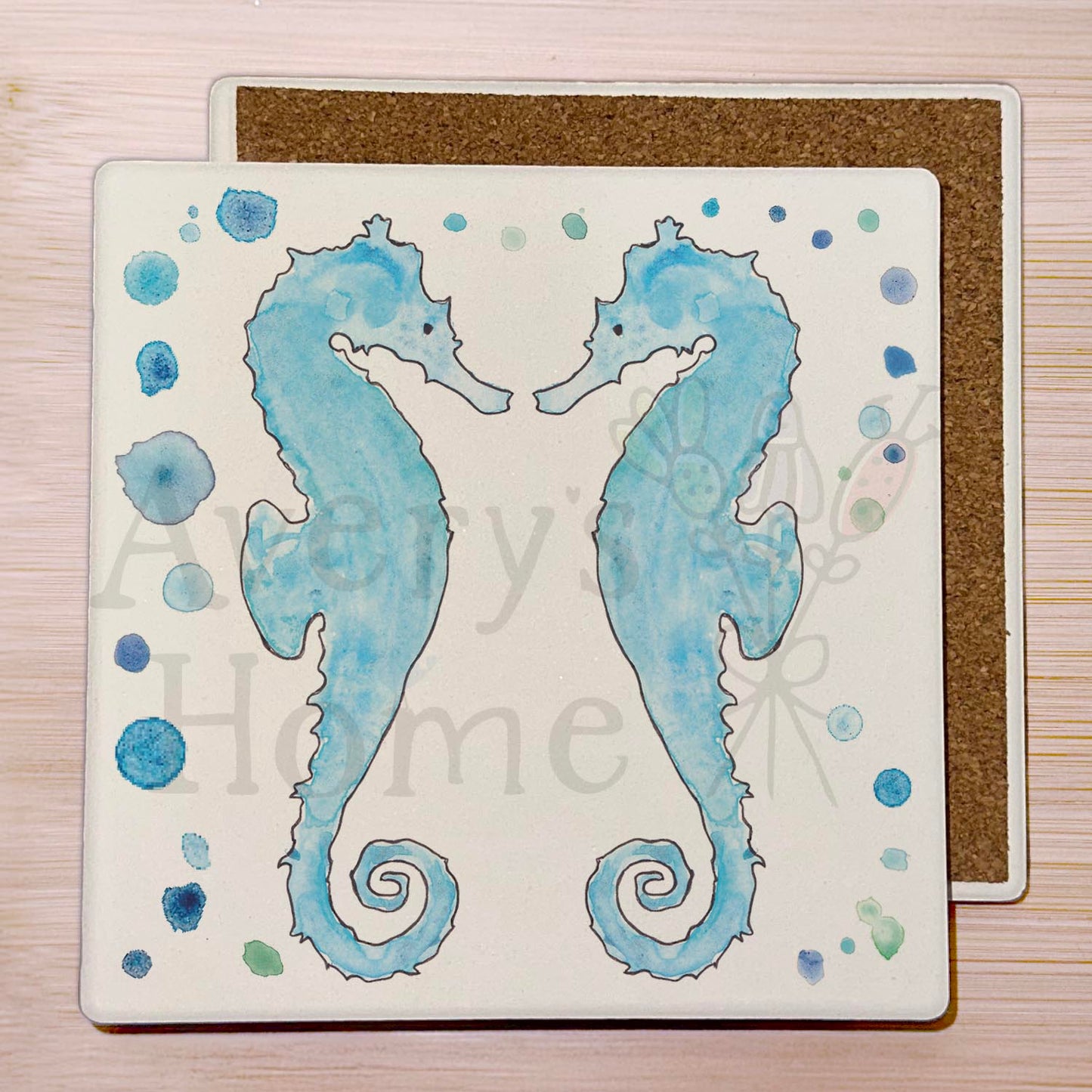 Blue Seahorse Stone Coaster