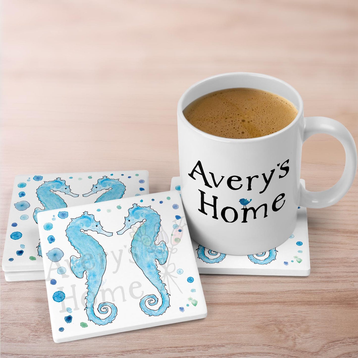 Blue Seahorse Stone Coaster