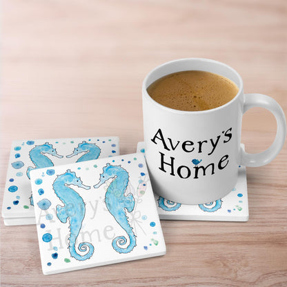 Blue Seahorse Stone Coaster
