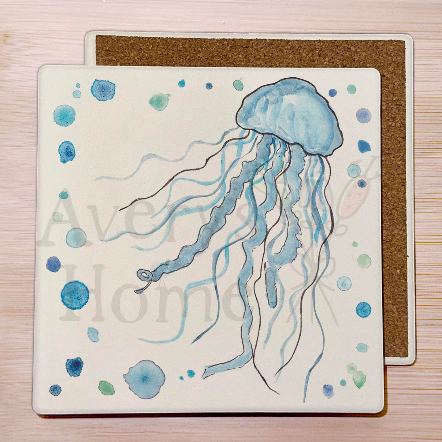 Blue Jellyfish Stone Coaster