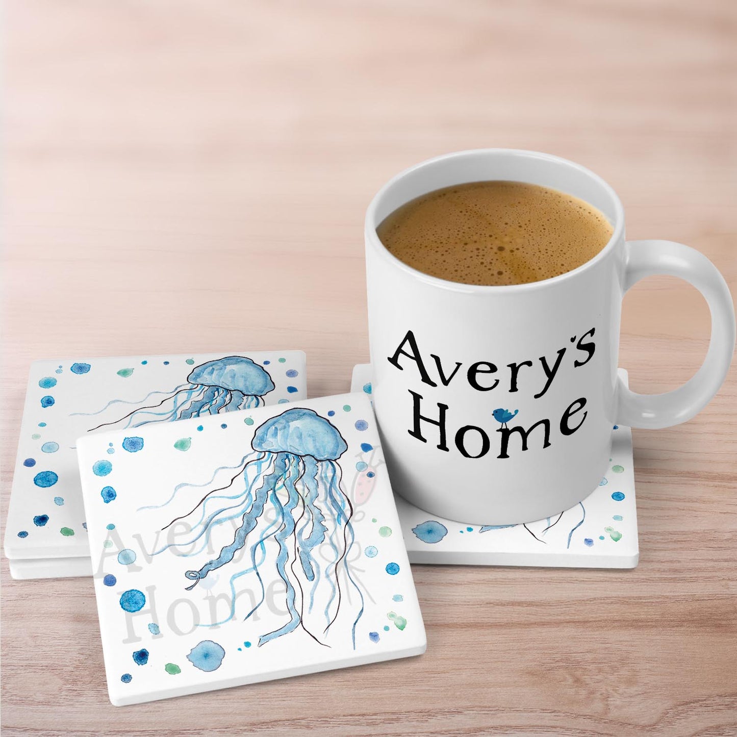 Blue Jellyfish Stone Coaster