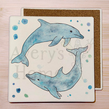 Blue Dolphins Stone Coaster