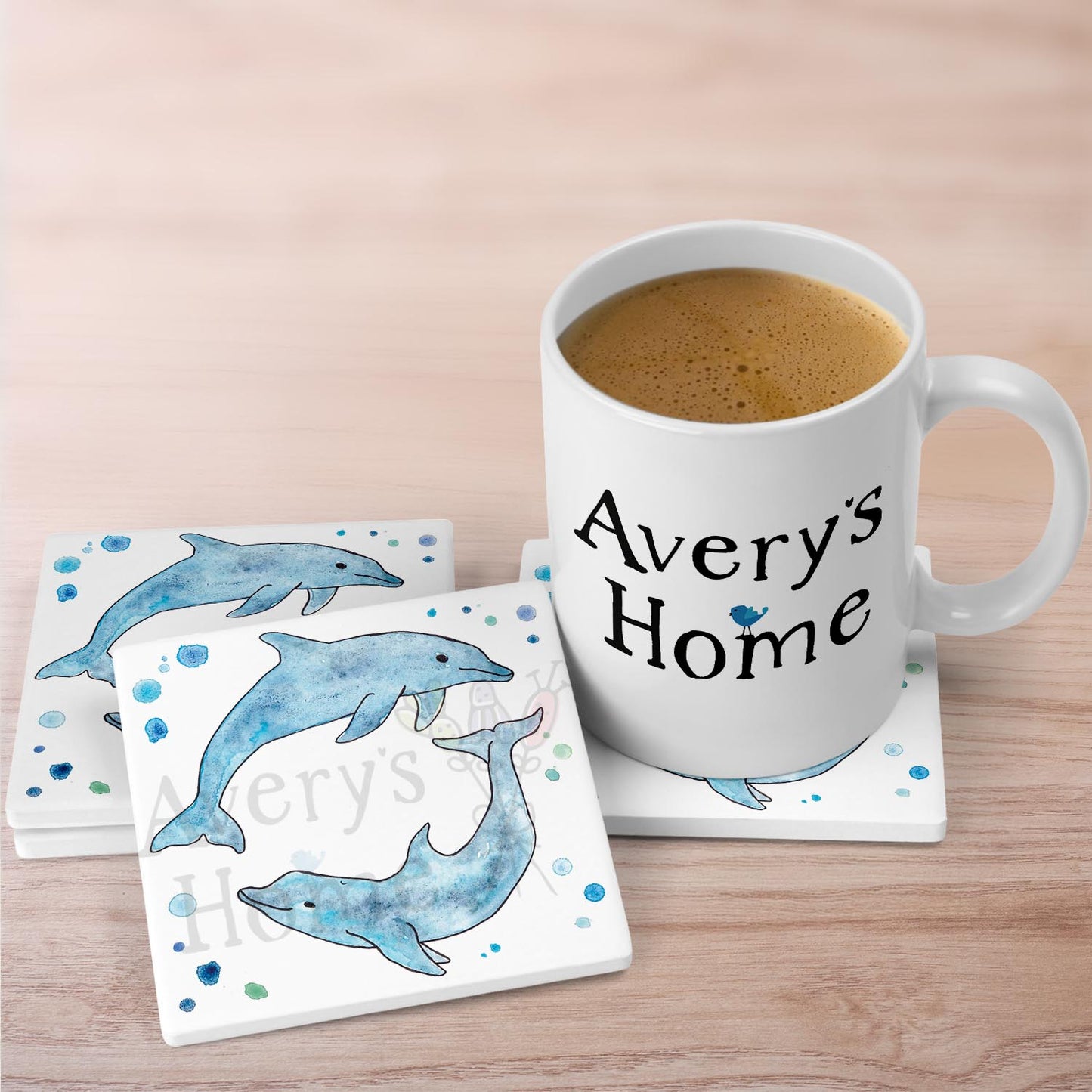 Blue Dolphins Stone Coaster