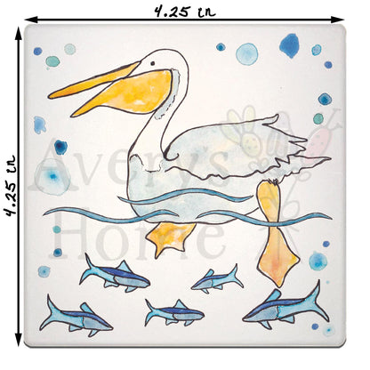 Pelican Swimming Stone Coaster
