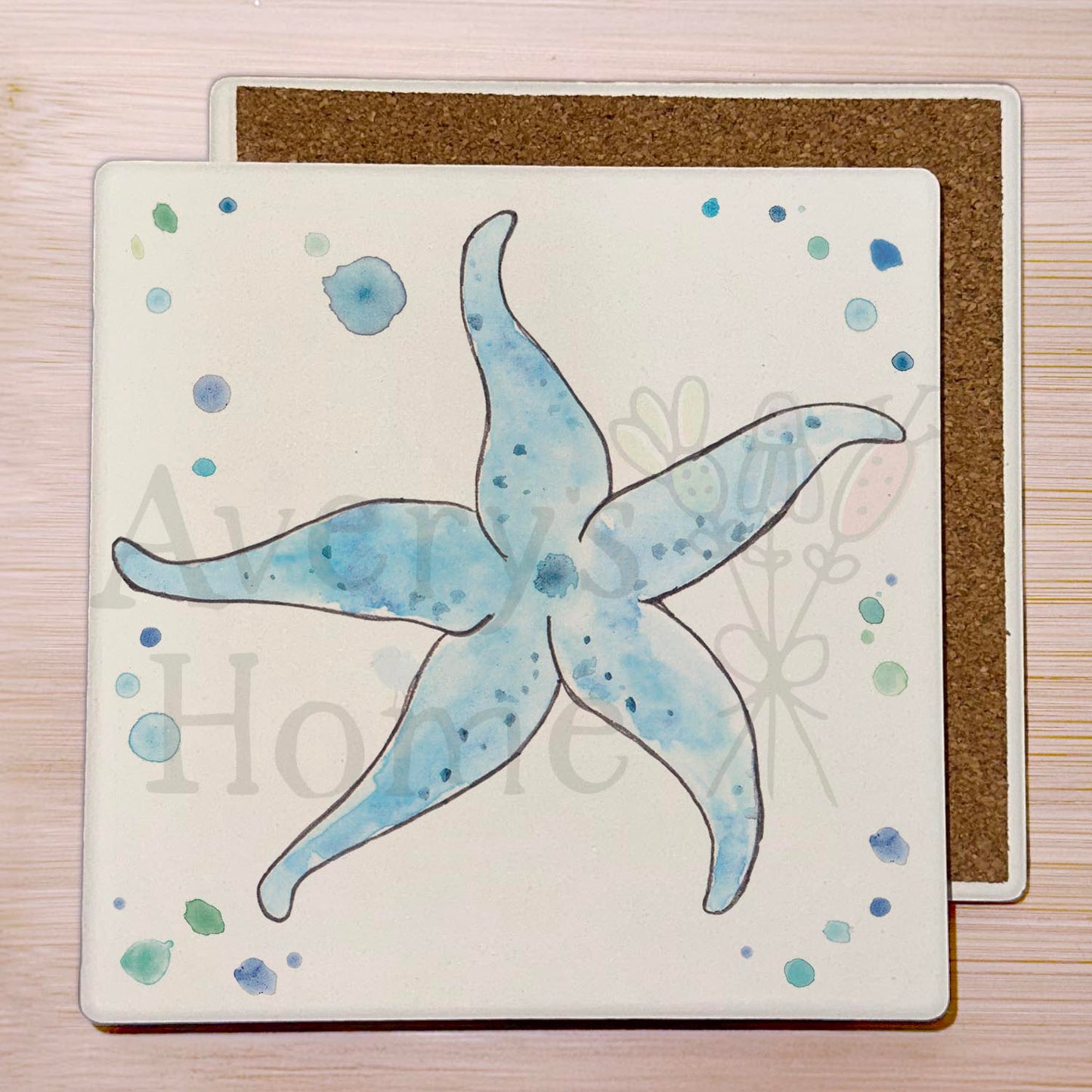 Blue Starfish Stone Coaster