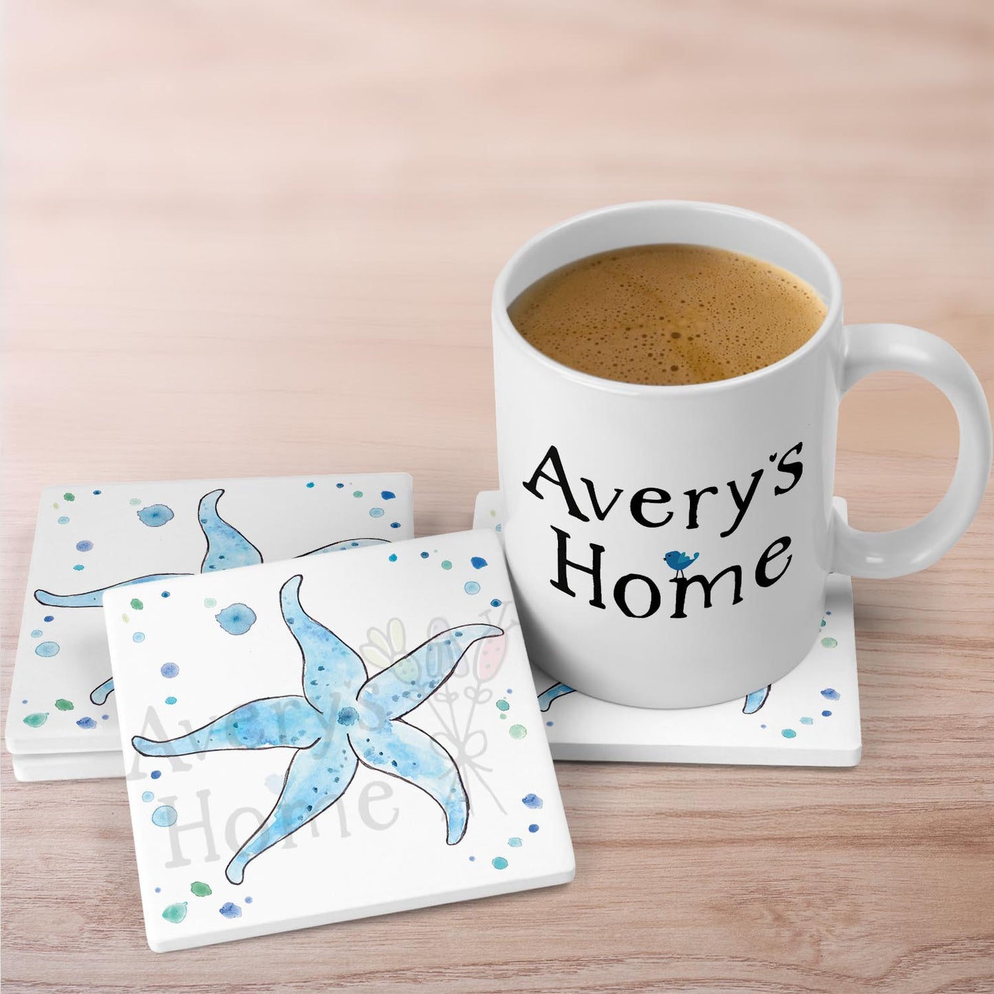 Blue Starfish Stone Coaster