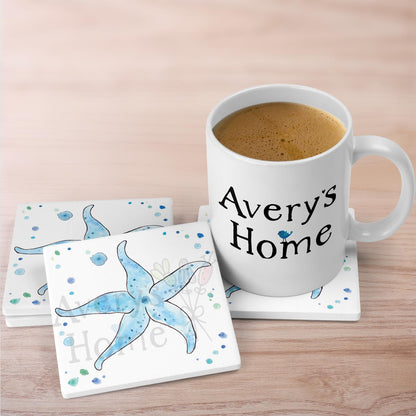 Blue Starfish Stone Coaster