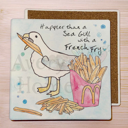 Happy as a Seagull Stone Coaster