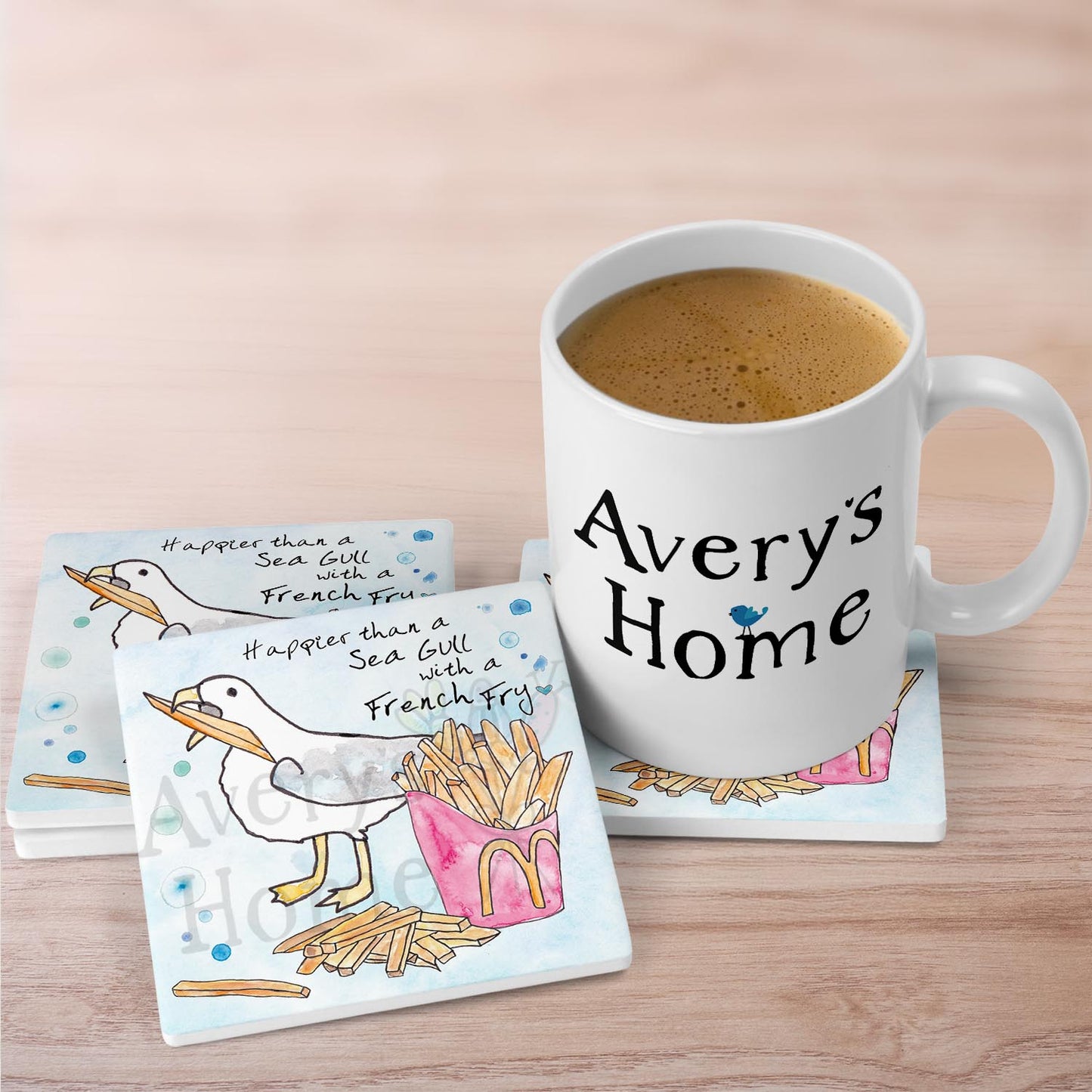 Happy as a Seagull Stone Coaster