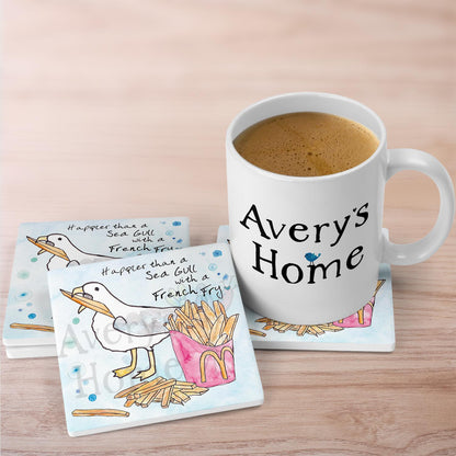 Happy as a Seagull Stone Coaster