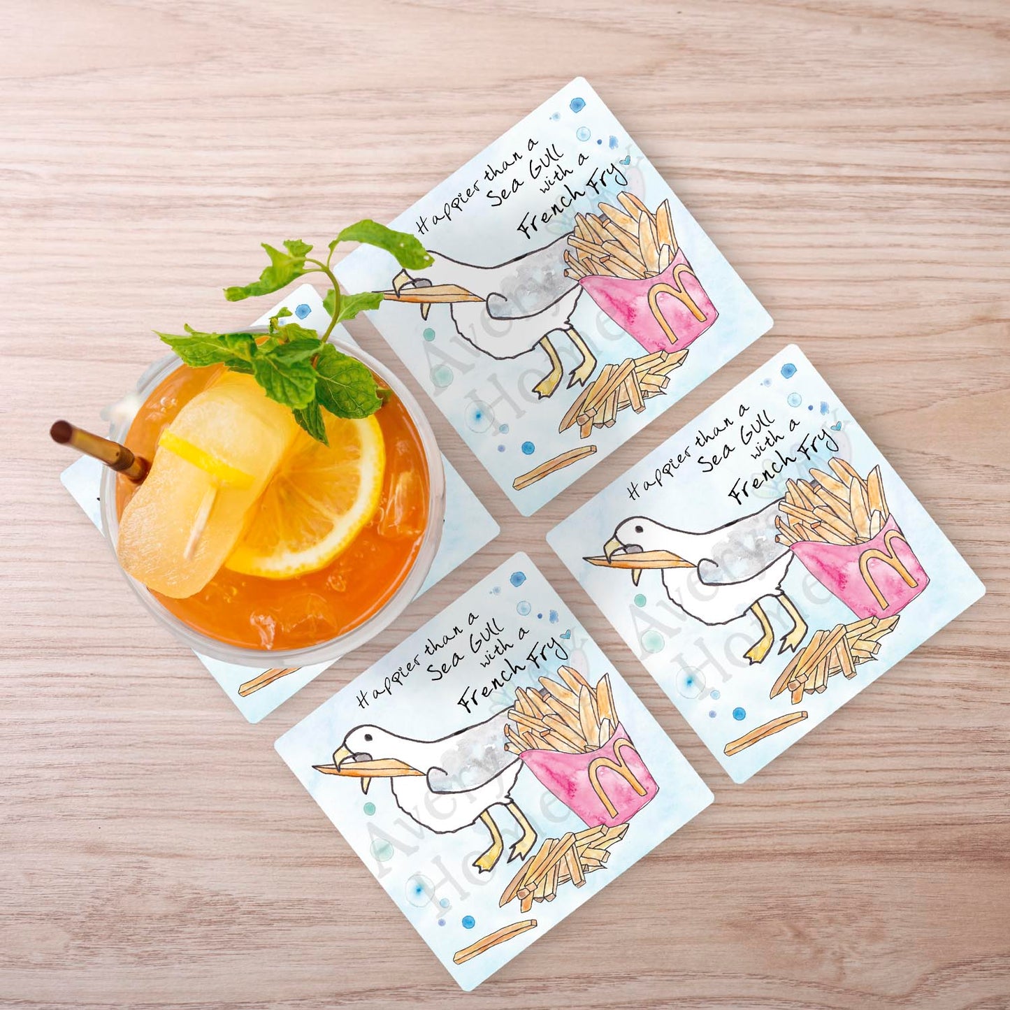 Happy as a Seagull Stone Coaster
