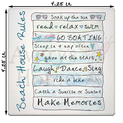 Beach House Rules Stone Coaster