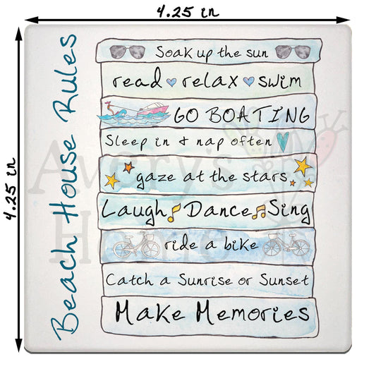 Beach House Rules Stone Coaster