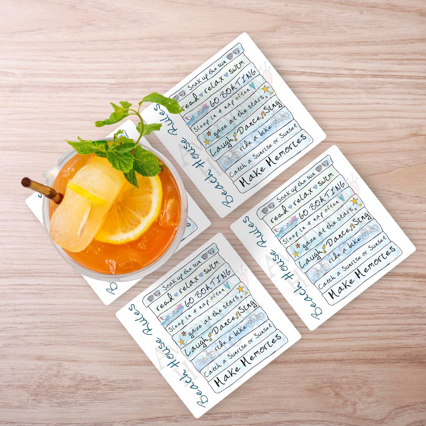 Beach House Rules Stone Coaster