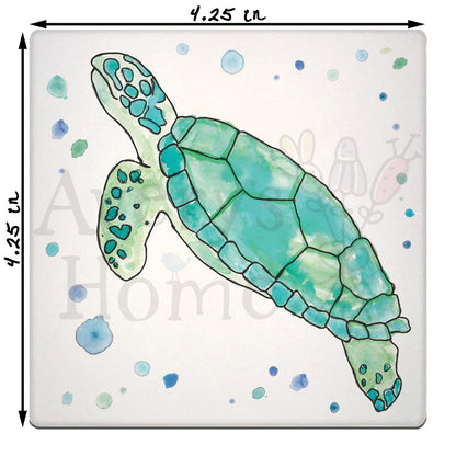 Green Sea Turtle Stone Coaster