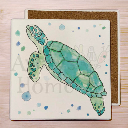 Green Sea Turtle Stone Coaster