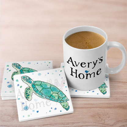 Green Sea Turtle Stone Coaster