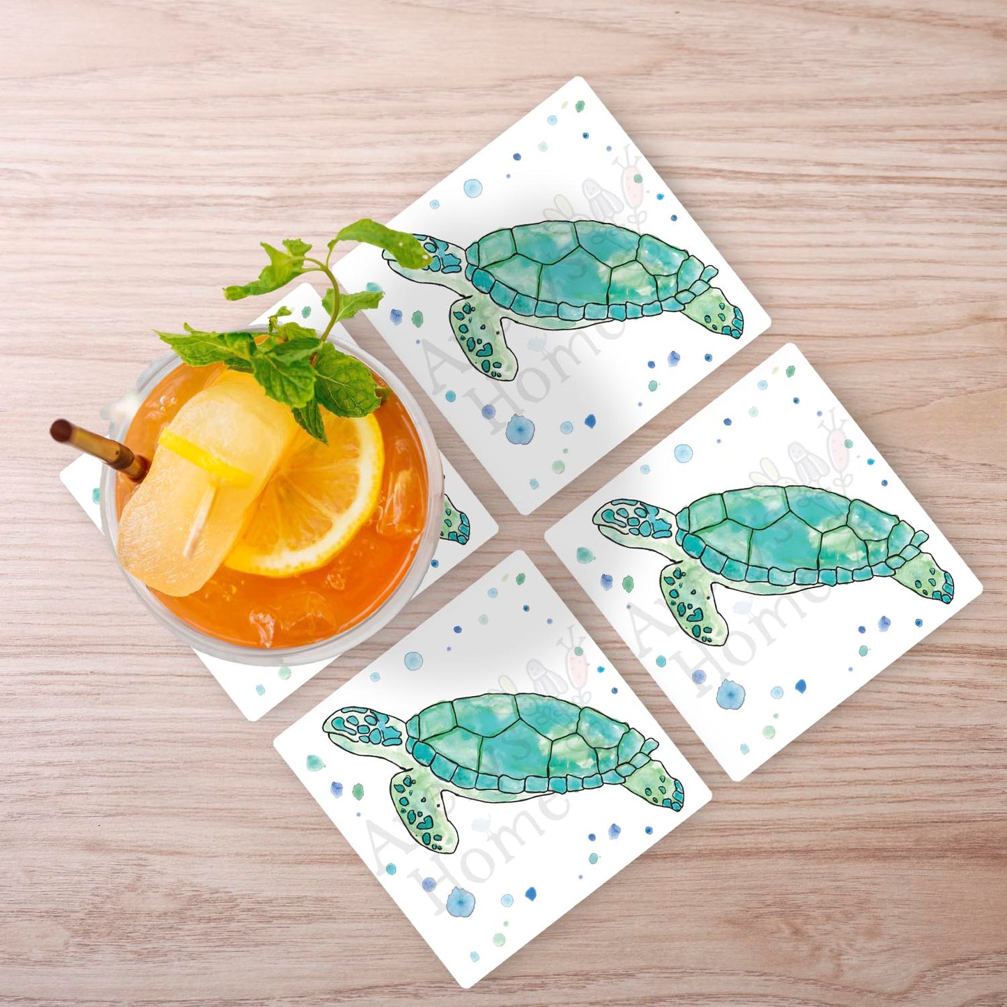Green Sea Turtle Stone Coaster