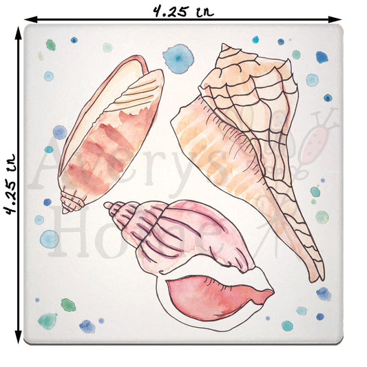 Seashell 1 Stone Coaster