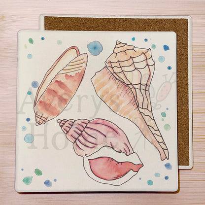 Seashell 1 Stone Coaster