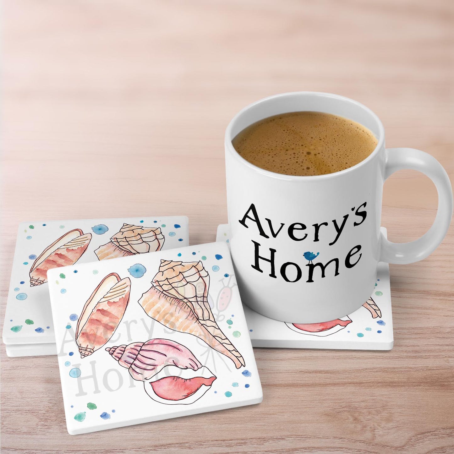 Seashell 1 Stone Coaster