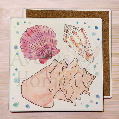 Seashell 2 Stone Coaster