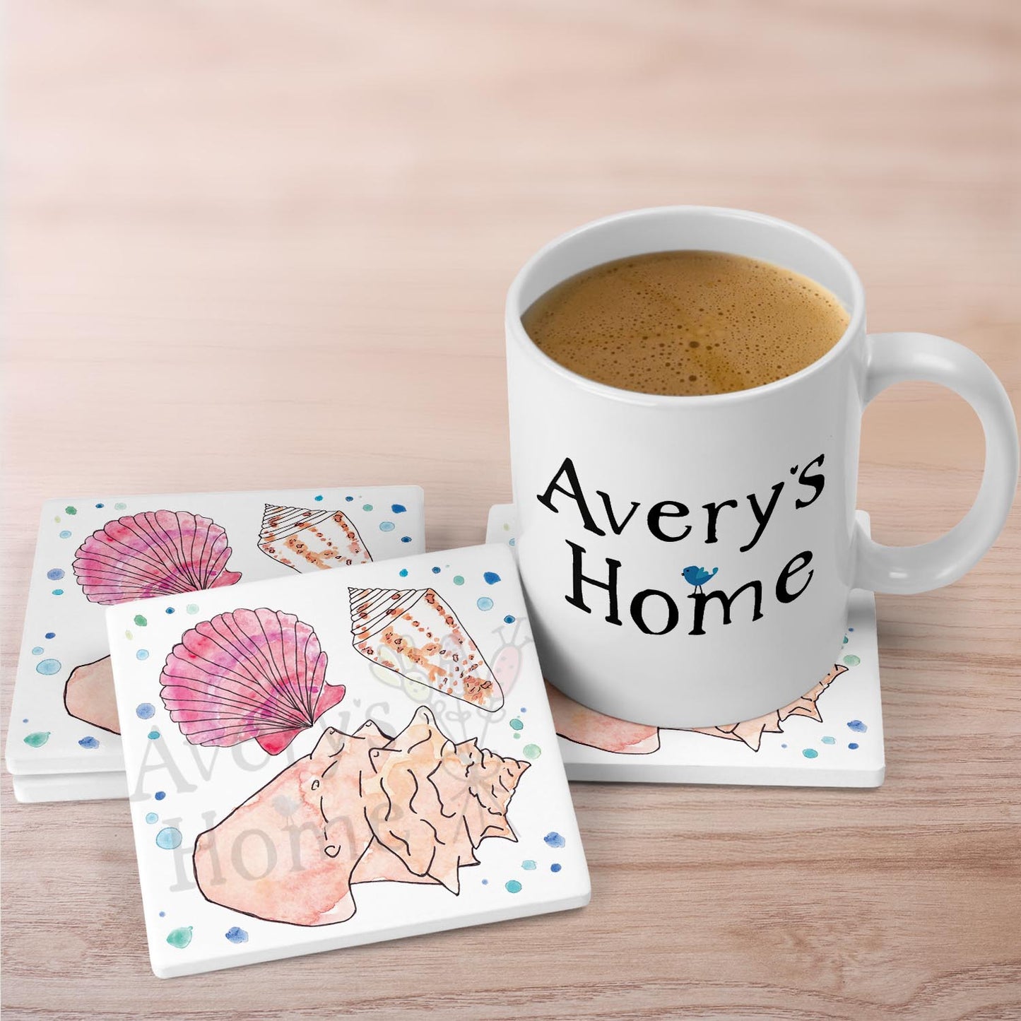 Seashell 2 Stone Coaster