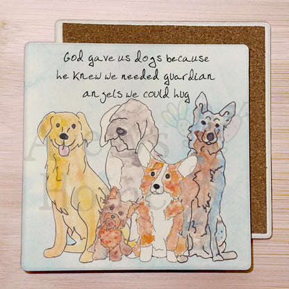 Dogs Are Guardian Angels Stone Coaster