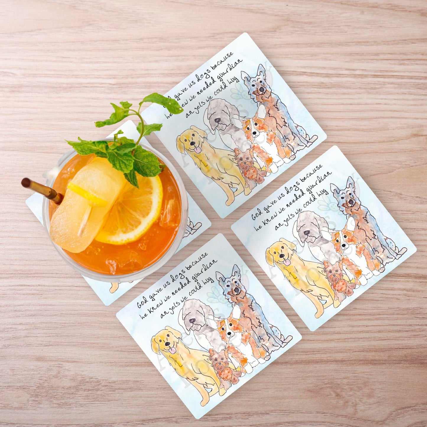 Dogs Are Guardian Angels Stone Coaster