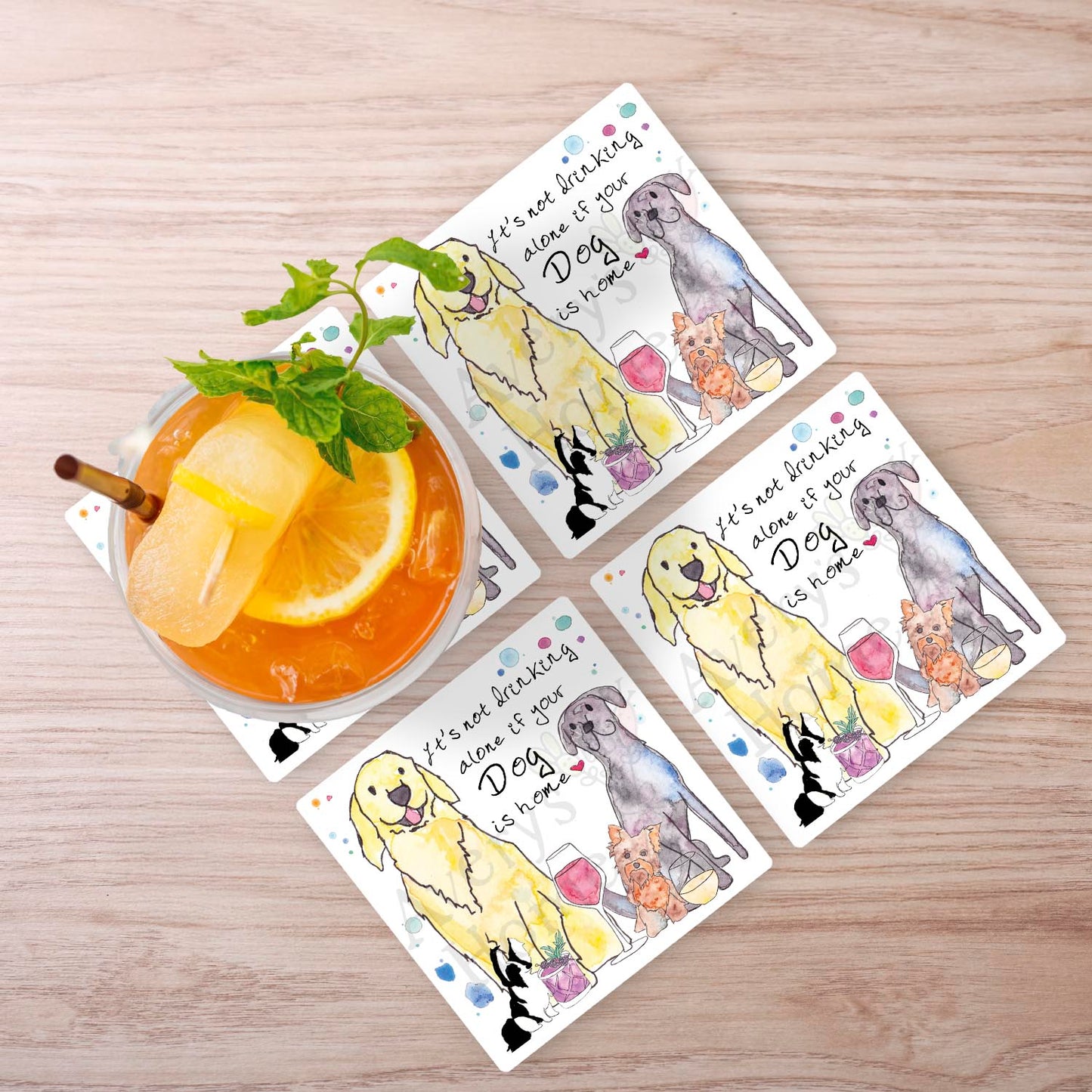 Drinking with Your Dog Stone Coaster