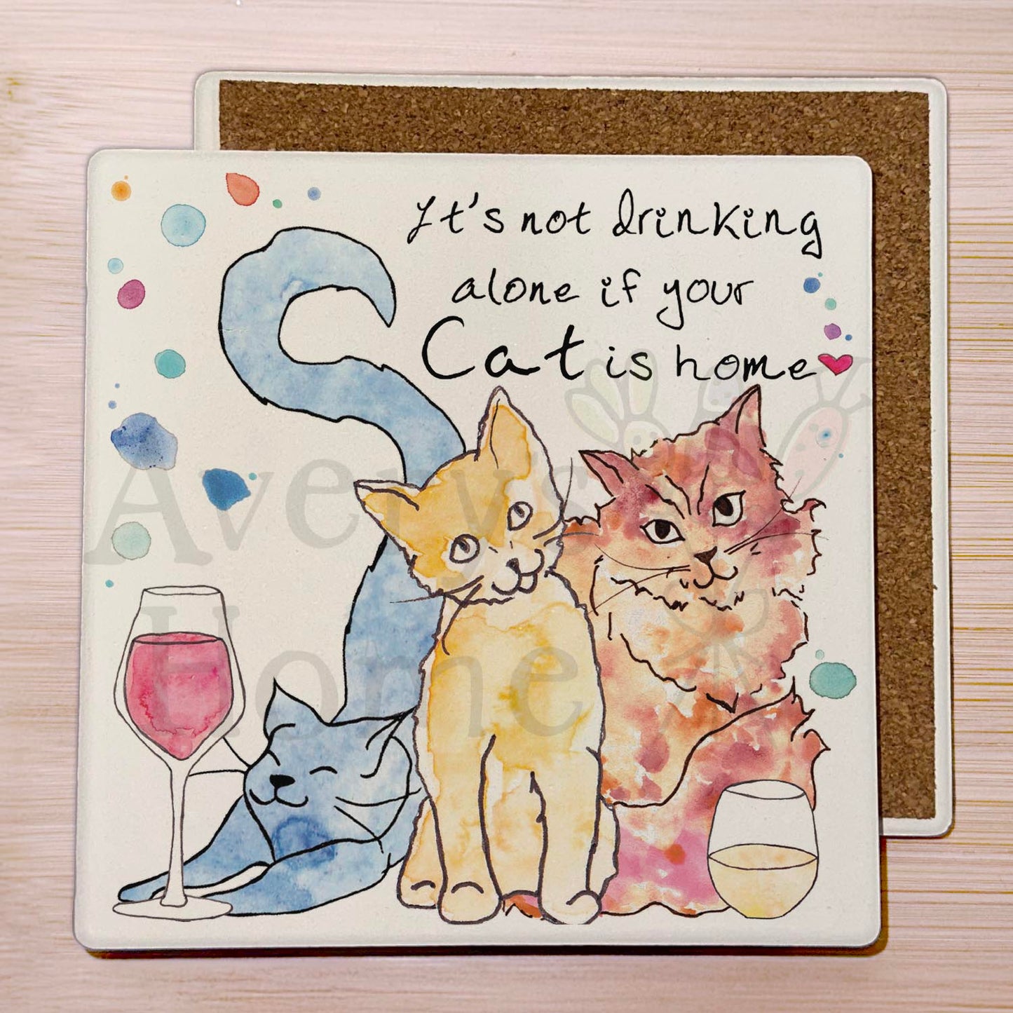 Drinking with Your Cat Stone Coaster