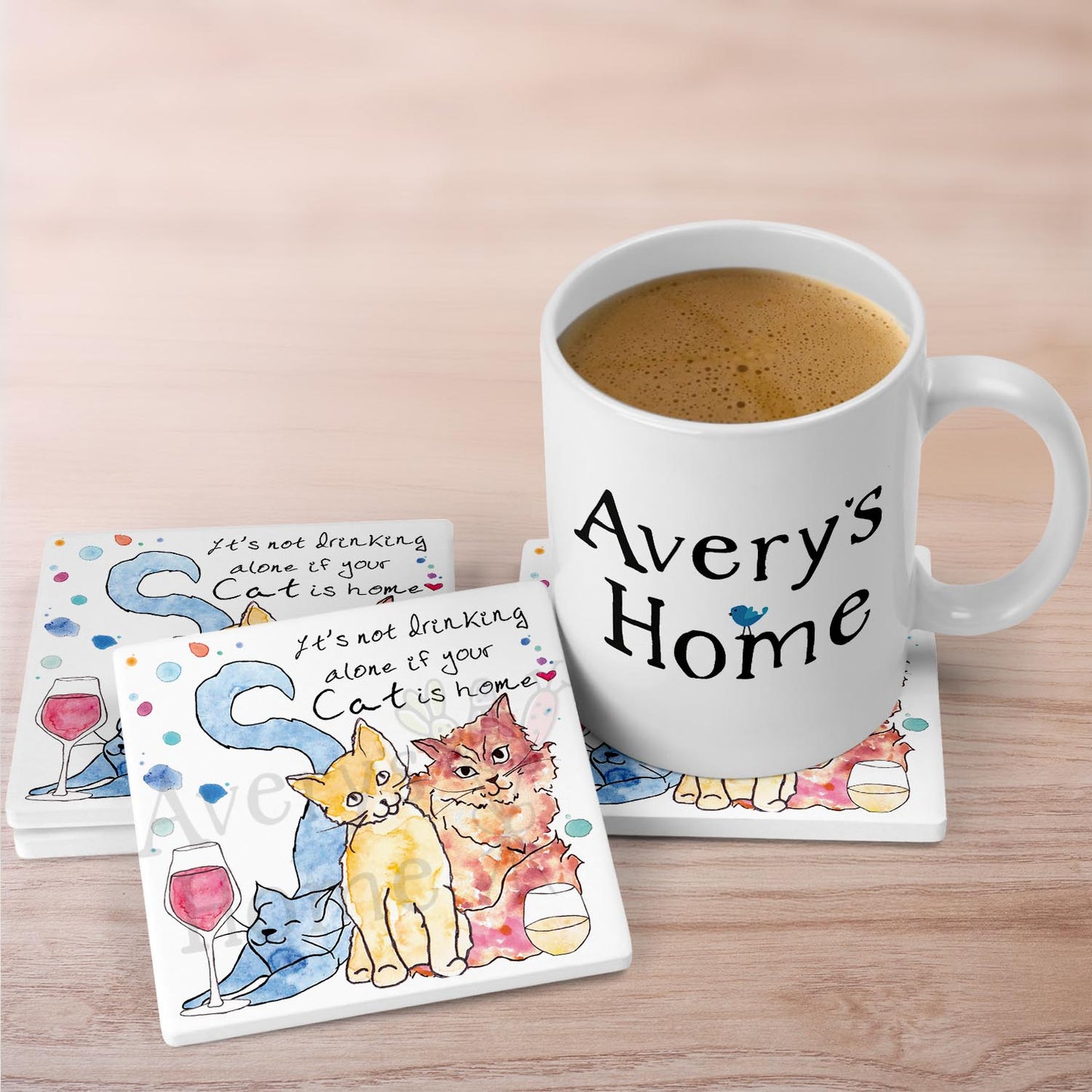 Drinking with Your Cat Stone Coaster