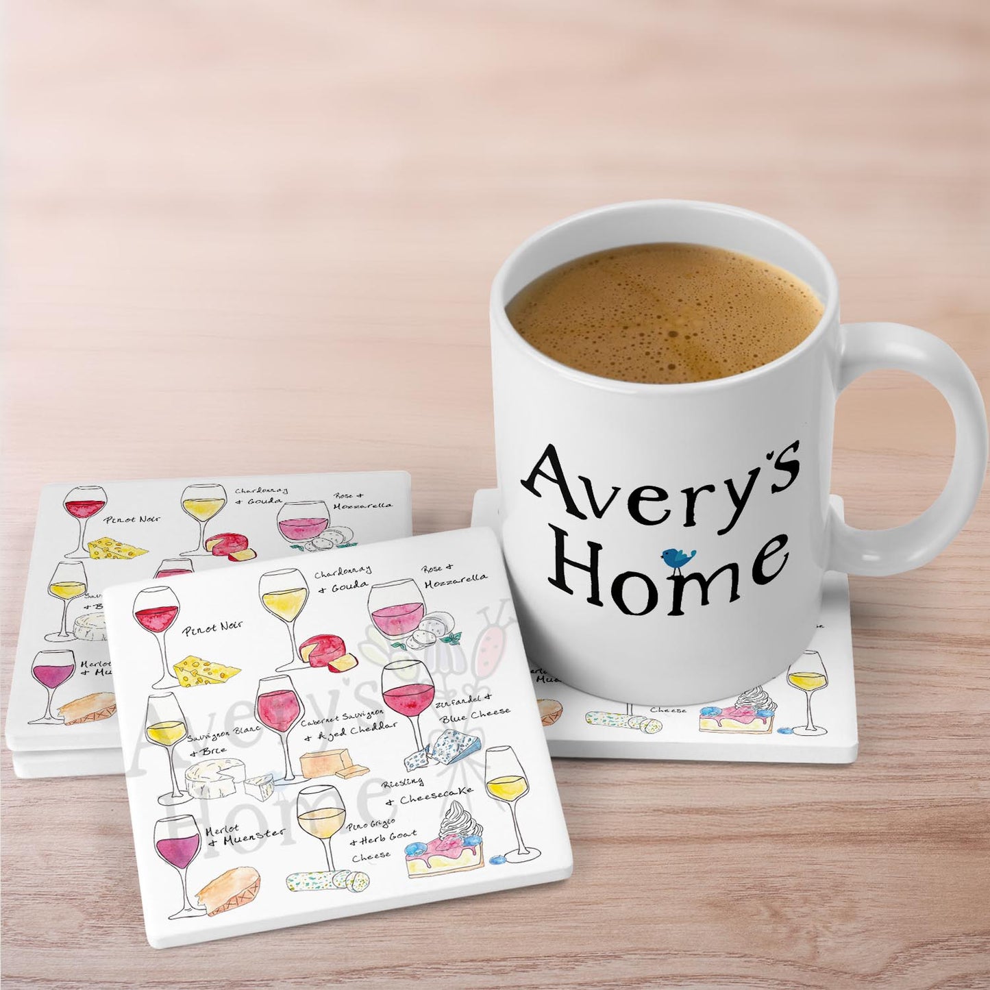 Wine & Cheese Pairing Stone Coaster