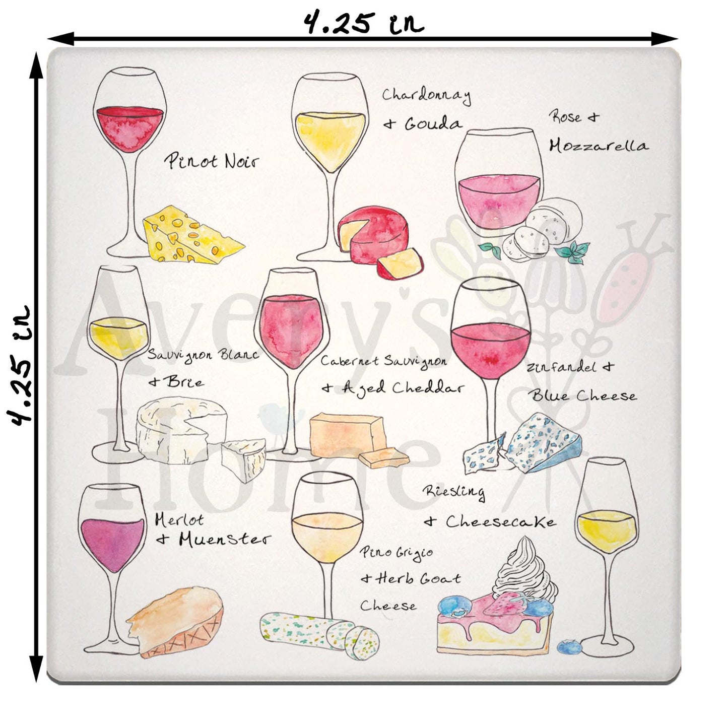 Wine & Cheese Pairing Stone Coaster