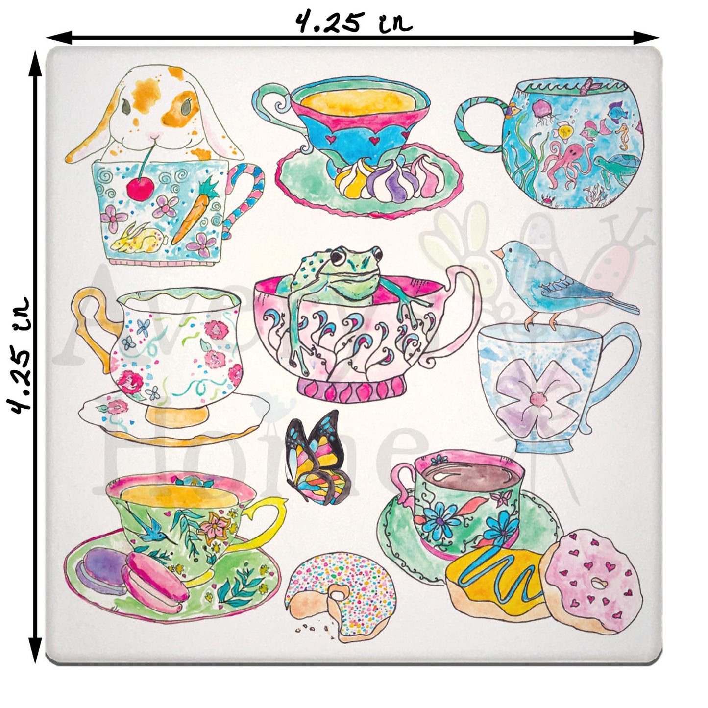 Teacups & Animals Stone Coaster