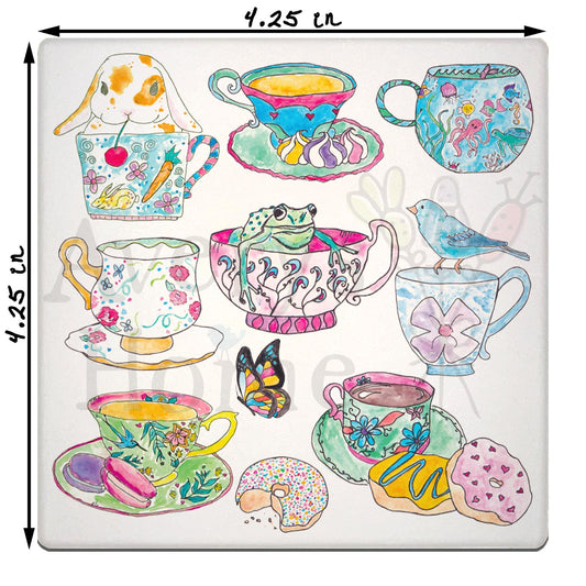 Teacups & Animals Stone Coaster