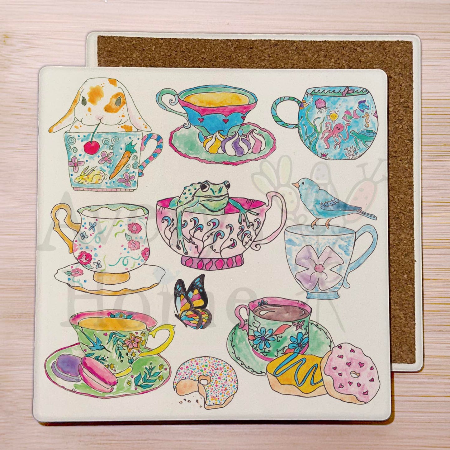Teacups & Animals Stone Coaster