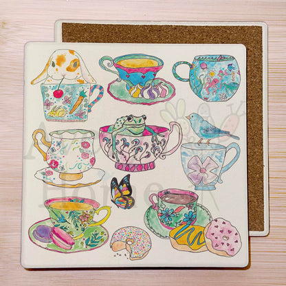 Teacups & Animals Stone Coaster